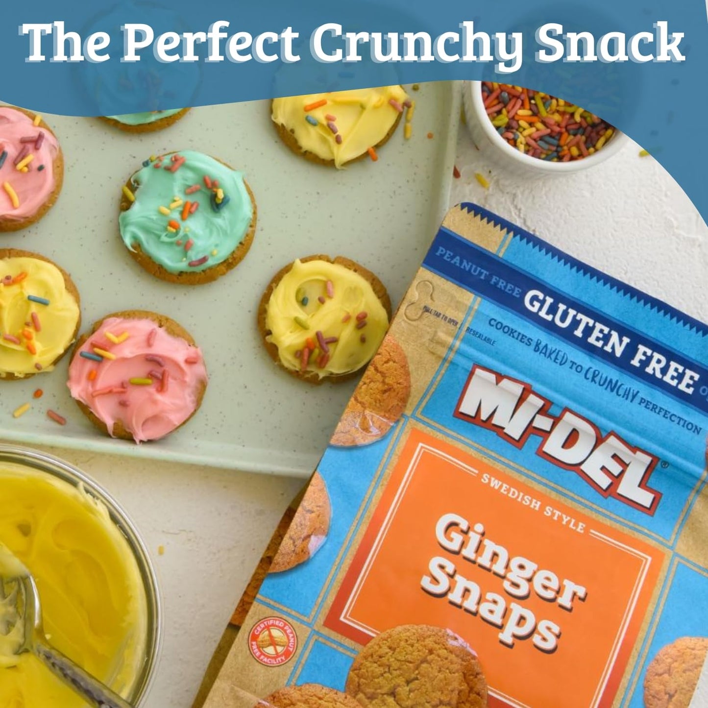 Mi-Del Gluten Free Ginger Snaps - Non GMO Certified, 0g Trans Fat Swedish Ginger Snaps Cookies Old Fashioned (Pack of 1)