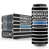 BORED & THIRSTY Sparkling Water with Electrolytes,16 FL OZ - 100% Recyclable Aluminum Cans 12 Pack, Crisp Bubbles with a Smooth Finish, A Great Mixer