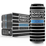 BORED & THIRSTY Sparkling Water with Electrolytes,16 FL OZ - 100% Recyclable Aluminum Cans 12 Pack, Crisp Bubbles with a Smooth Finish, A Great Mixer