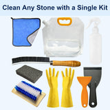 10 Pcs Reusable Tombstone Cleaner Kit for Grave Cleaning Includes Oversize 1.3 Gal Water Bag, Scraper, Brushes, Sponge, Towel, Gloves - Professional