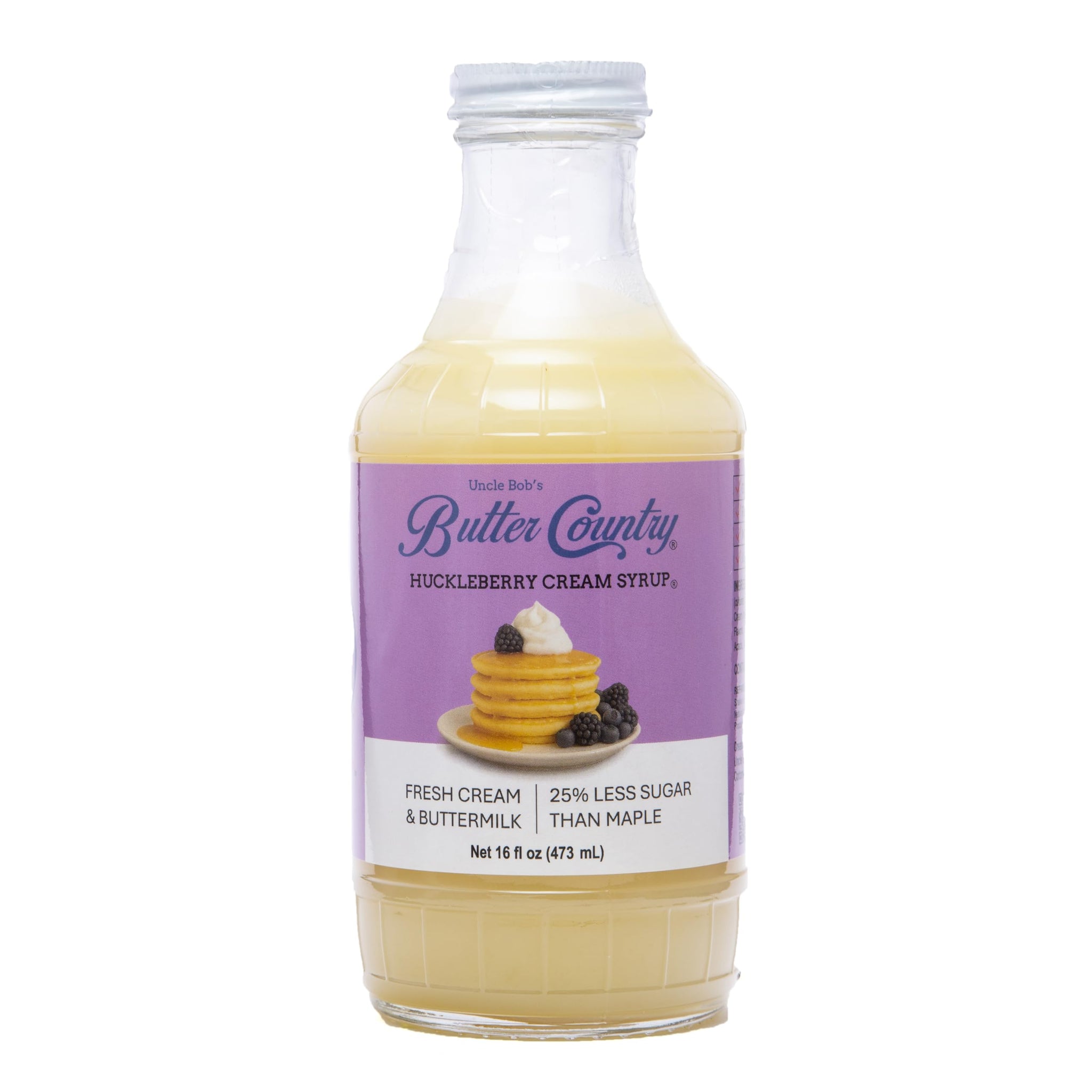 Butter Country Rich and Creamy Buttermilk Syrup | Huckleberry Cream Flavor | Premium Breakfast Syrup for Pancakes & Desserts | 16 fl oz Bottle
