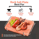 ZK Himalayan Salt Cooking Block 12x8x1.5” with Steel Tray, Food Grade Rock Salt Plate for Grilling, Cutting and Serving, Salt Slab a Unique Gift