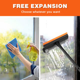 2 in1 Window Squeegee for Car, Window Cleaner with 16inch Long Handle,Sponge Car Window Squeegee for Gas Station, Glass,Shower,Outdoor High Window
