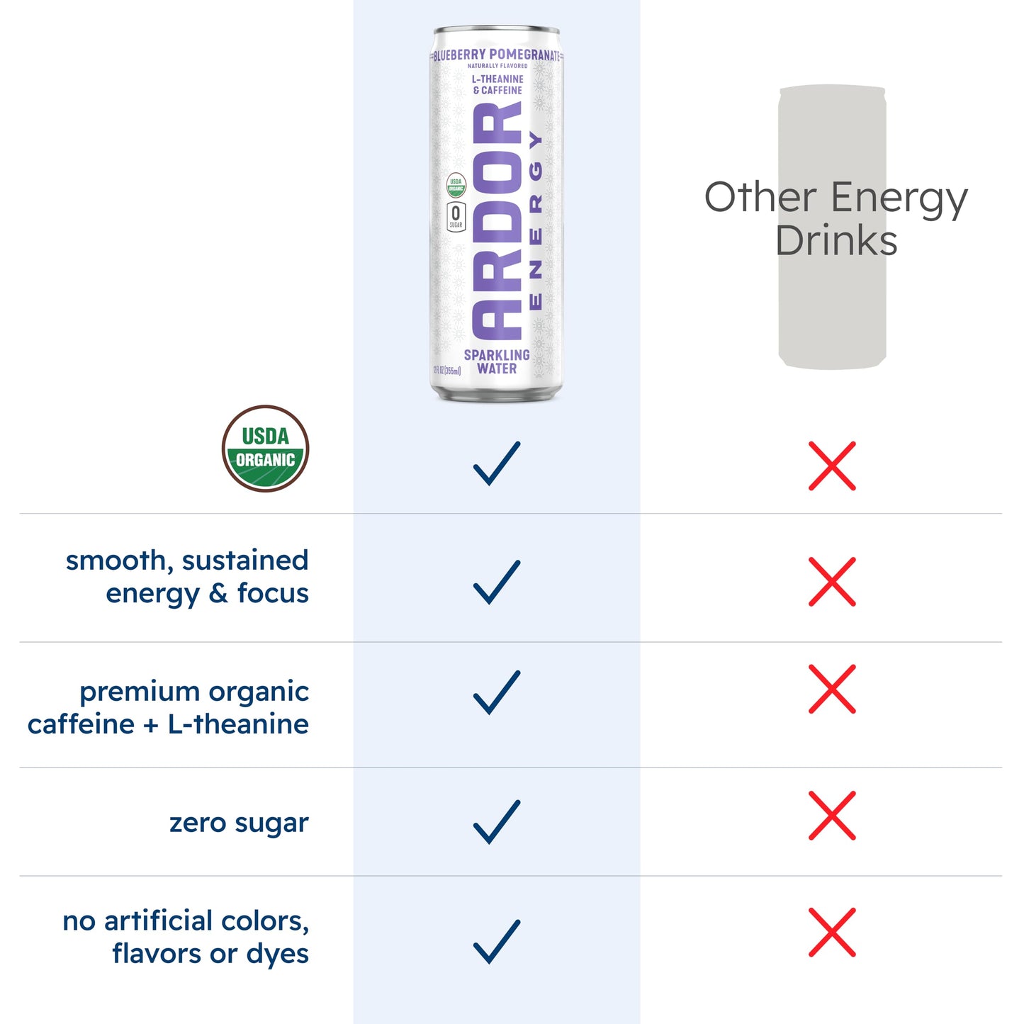 ARDOR ENERGY Sparkling Water with 100mg Natural Caffeine & 200mg L-Theanine from Organic Green Tea for Smooth Energy & Focus | Healthy Energy Drink |