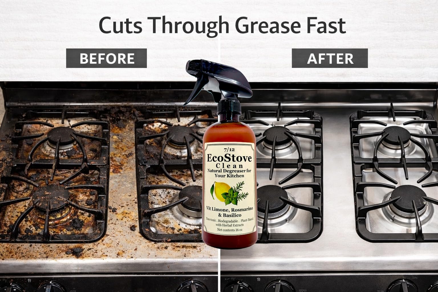 Herbal Scent Stove & Oven Cleaner - Spray, Wait & Wipe | Plant-Based Heavy-Duty Kitchen Degreaser Spray - Non-Toxic, Fume-Free Oven Cleaner | Safe