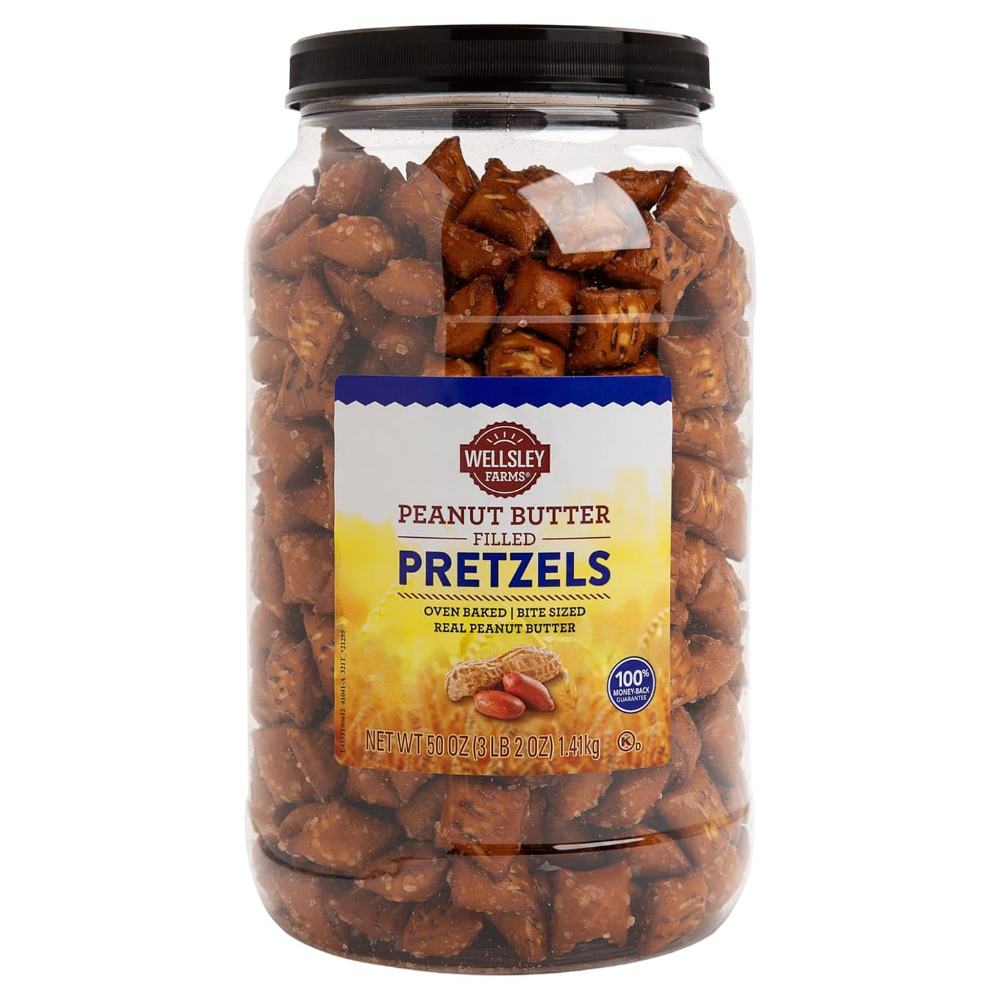 Wellsley Farms Peanut Butter Filled Pretzels, Crunchy Nuggets with Real, Salty Snacks for Adults & Kids, Perfect for Parties, Movies & On-the-Go