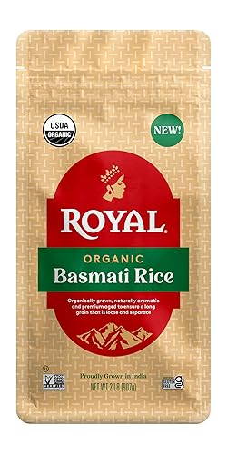 Royal Organic Basmati Rice - Long Grain White Rice - 2 lb Bag - Perfect for Biryanis, Pilafs & Curries - Cook on Stove Top