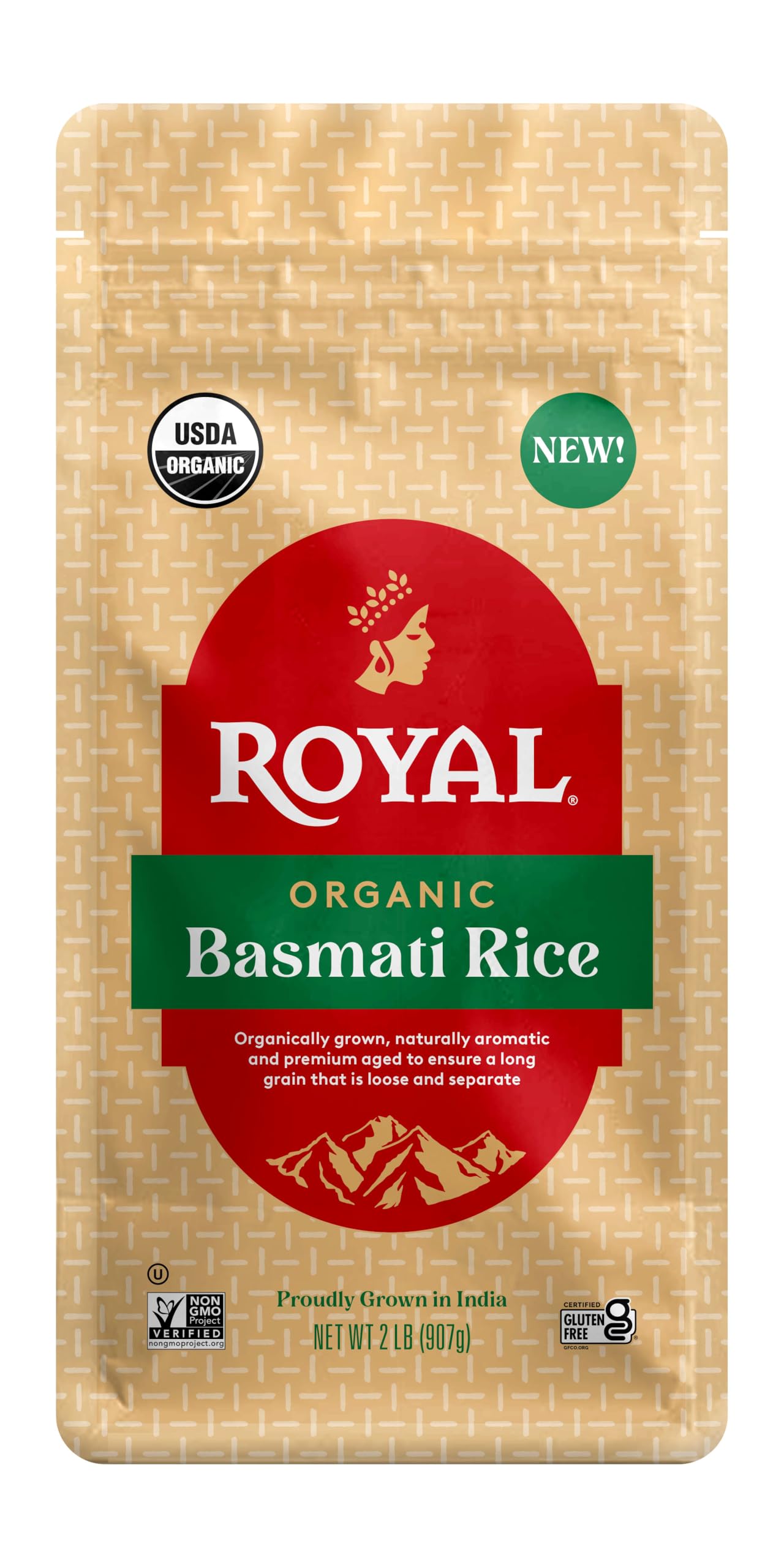 Royal Organic Basmati Rice - Long Grain White Rice - 2 lb Bag - Perfect for Biryanis, Pilafs & Curries - Cook on Stove Top