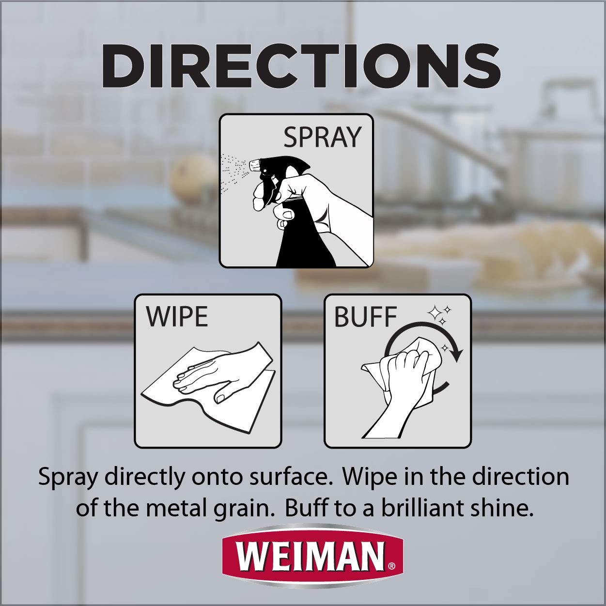 Weiman Stainless Steel Cleaner and Polish Trigger Spray, 12 Fl Oz