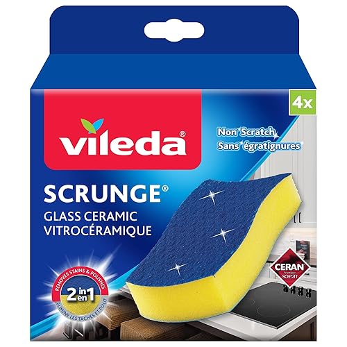 Vileda Scrunge Glass Ceramic Stovetop No-Scratch Scrub Sponge (Pack of 4)