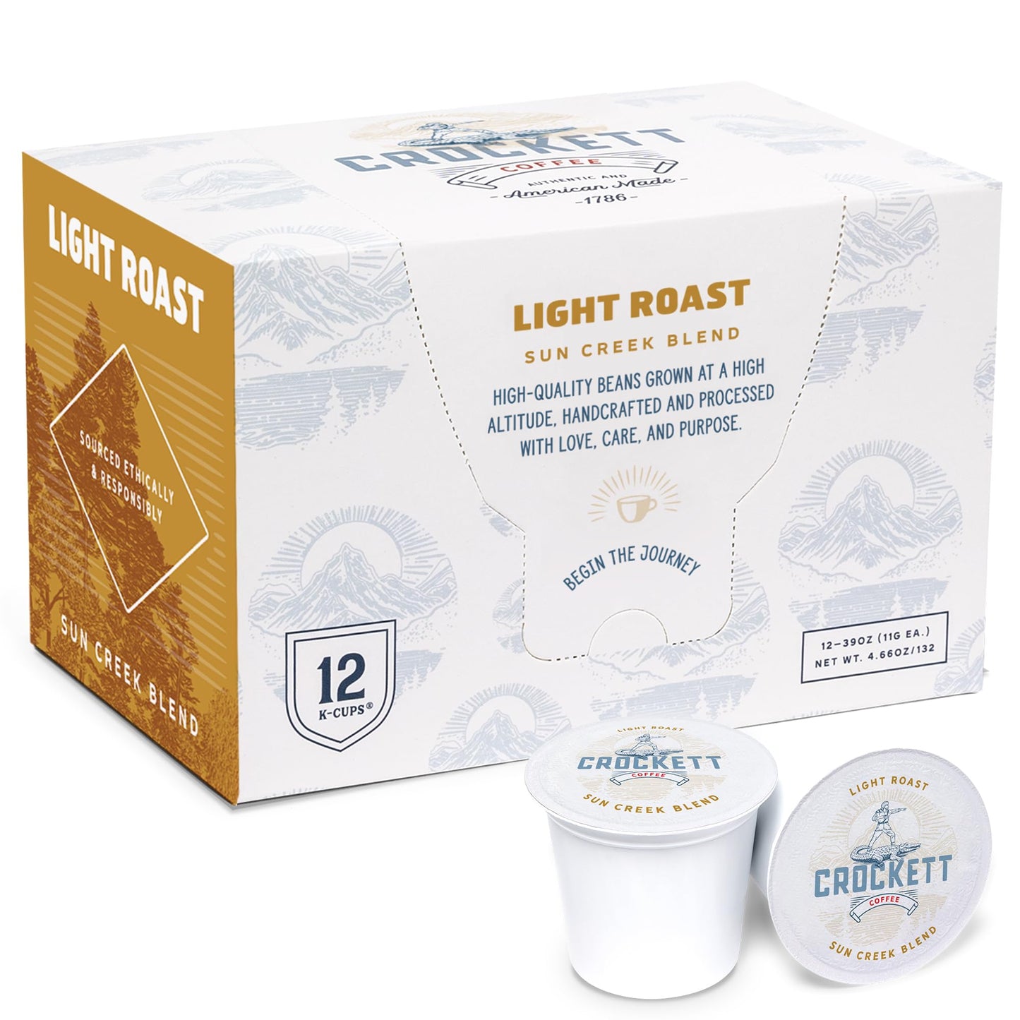 Crockett K Cups Coffee - Smooth Light Roast Coffee Pods with Bright Flavor, Clean Finish & Subtle Citrus Notes - Convenient Single Serve for Daily