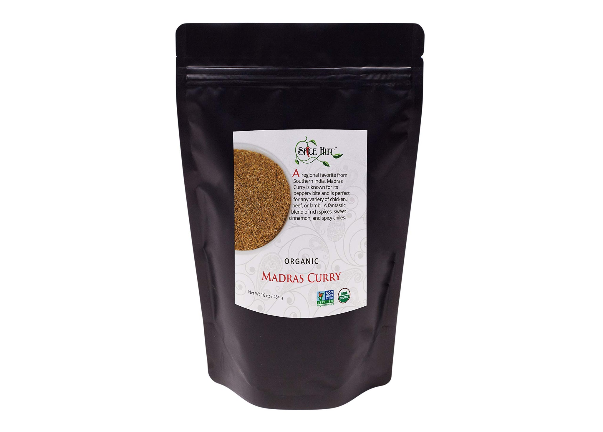 Spice Hut - Madras Curry Powder, Organic, No Salt, Madras Masala Indian Seasoning for Cooking Spicy South Asian Food / Yellow Indian Curry Desi Spice