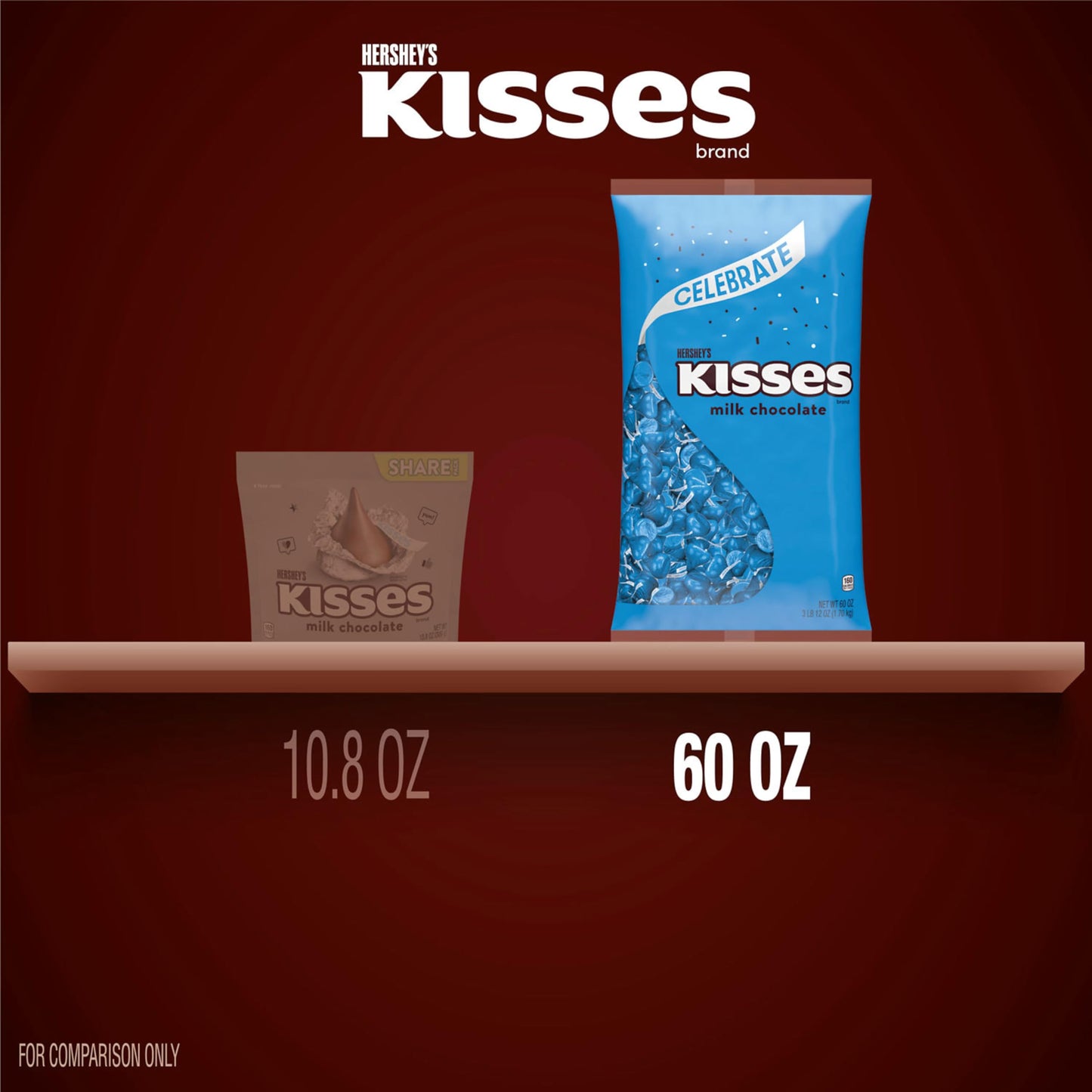 HERSHEY'S KISSES Milk Chocolate Candy Bulk Bag, Great Holiday Candy and Stocking Stuffers, 60 oz
