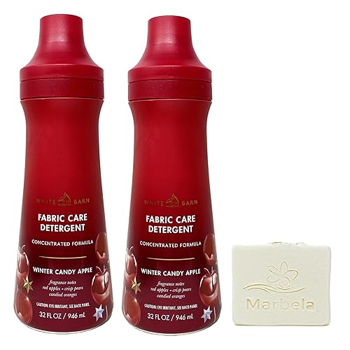 Bath & Body Works Winter Candy Apple 2 Pack Fabric Care Detergent Gift Set with a Natural Oats Bar Soap