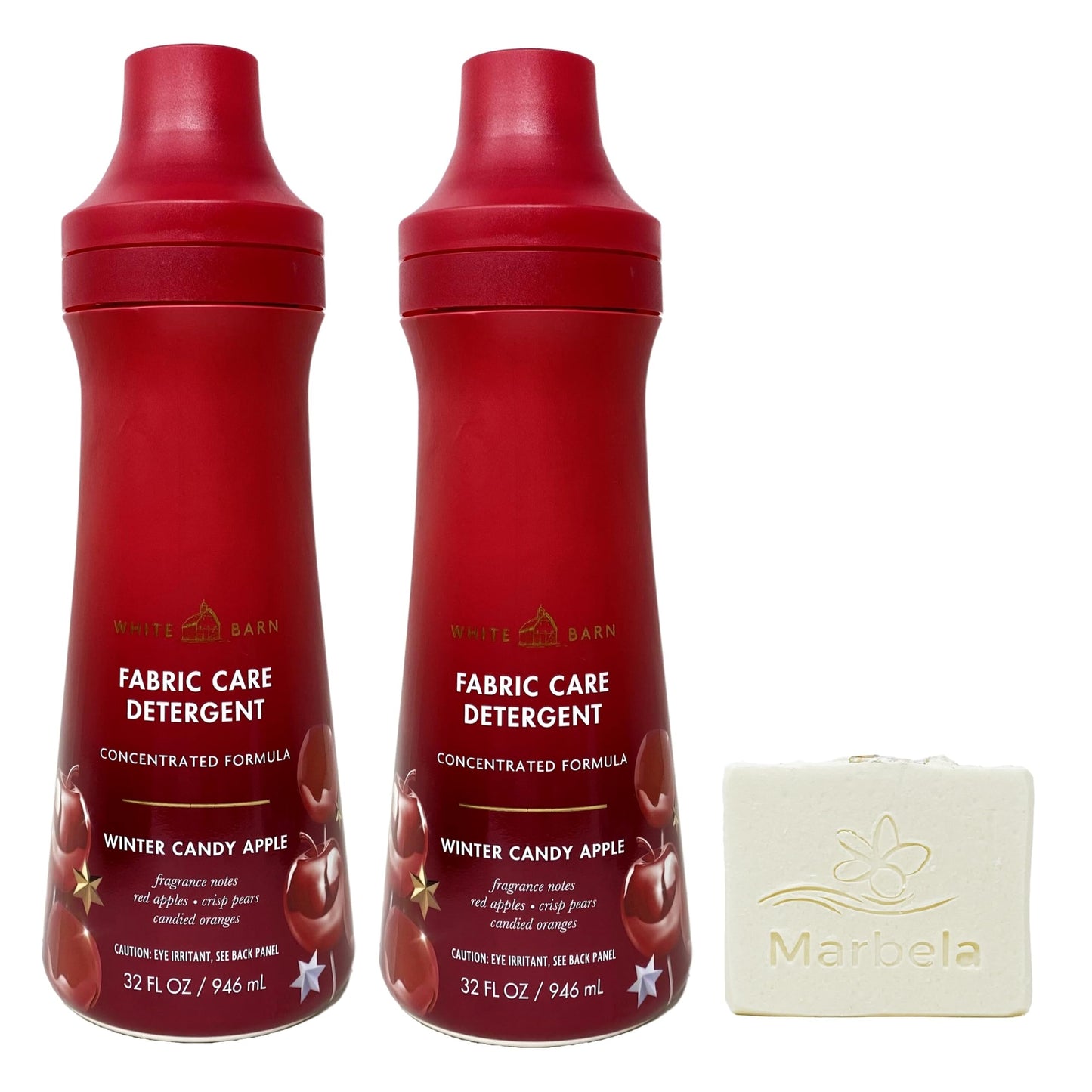 Bath & Body Works Winter Candy Apple 2 Pack Fabric Care Detergent Gift Set with a Natural Oats Bar Soap
