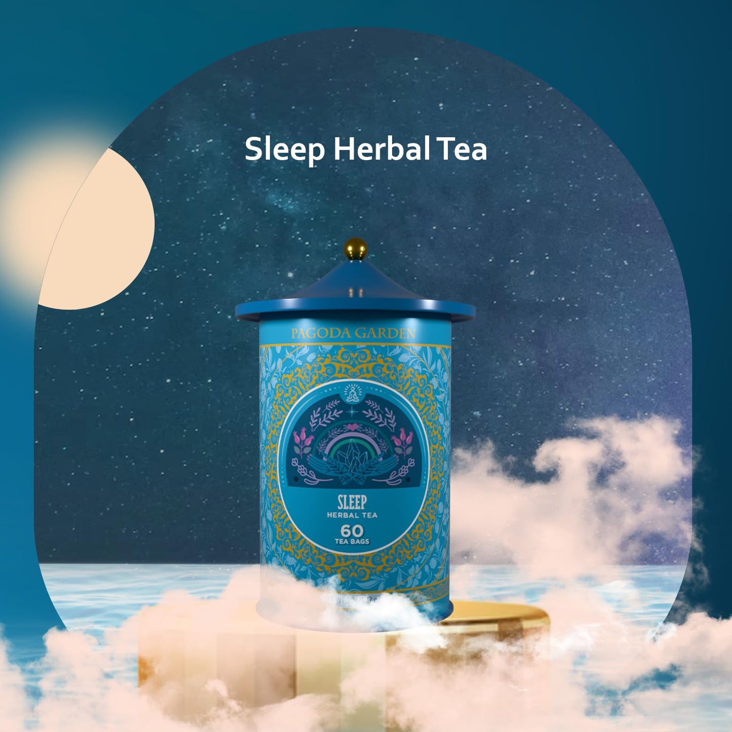 Life Plus Style Gourmet Pagoda Garden Sleep Herbal Tea Caffeine Free Peppermint Tea Chamomile Fennel Tulsi Hot or Iced Floral Blend Natural Delicious