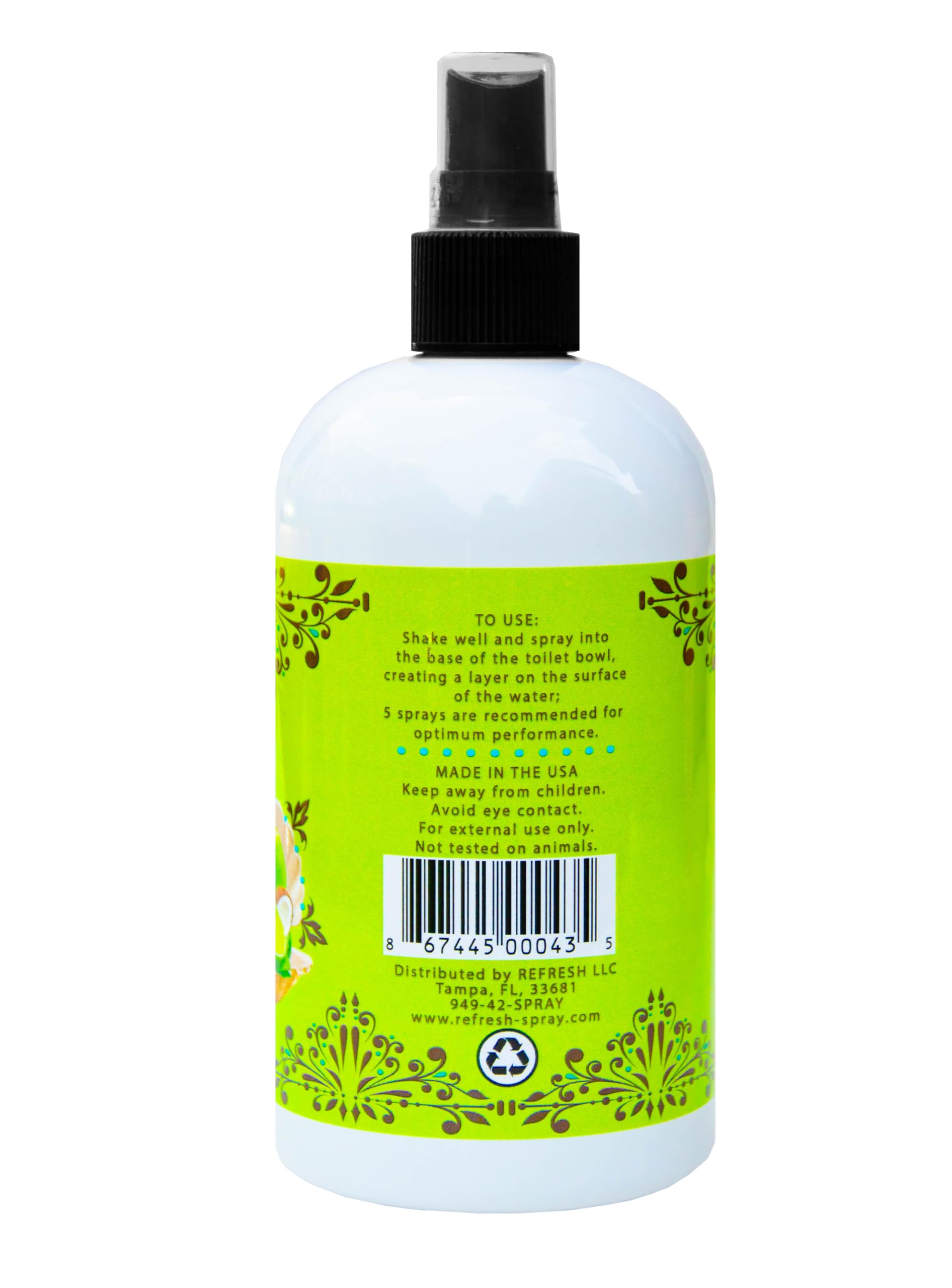 Refresh Toilet Spray Spray the Bowl for Odor Control (Coconut Lime, 16 Ounce)