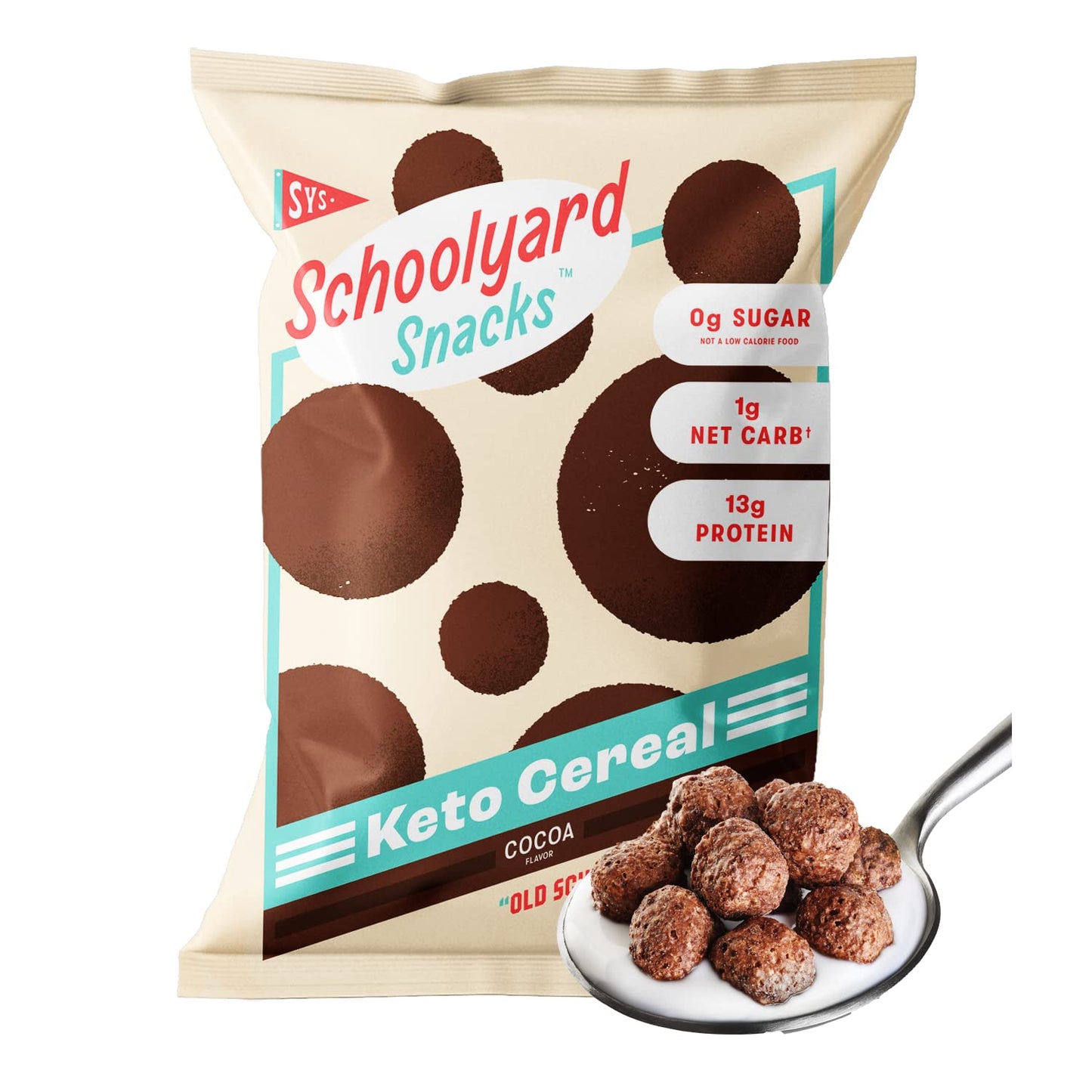 Schoolyard Snacks Keto Cereal - Cocoa Flavor |13g Protein, Low Carb, Low Sugar, Low Calories | Gluten-Free, Grain-Free, Keto-Friendly | Healthy
