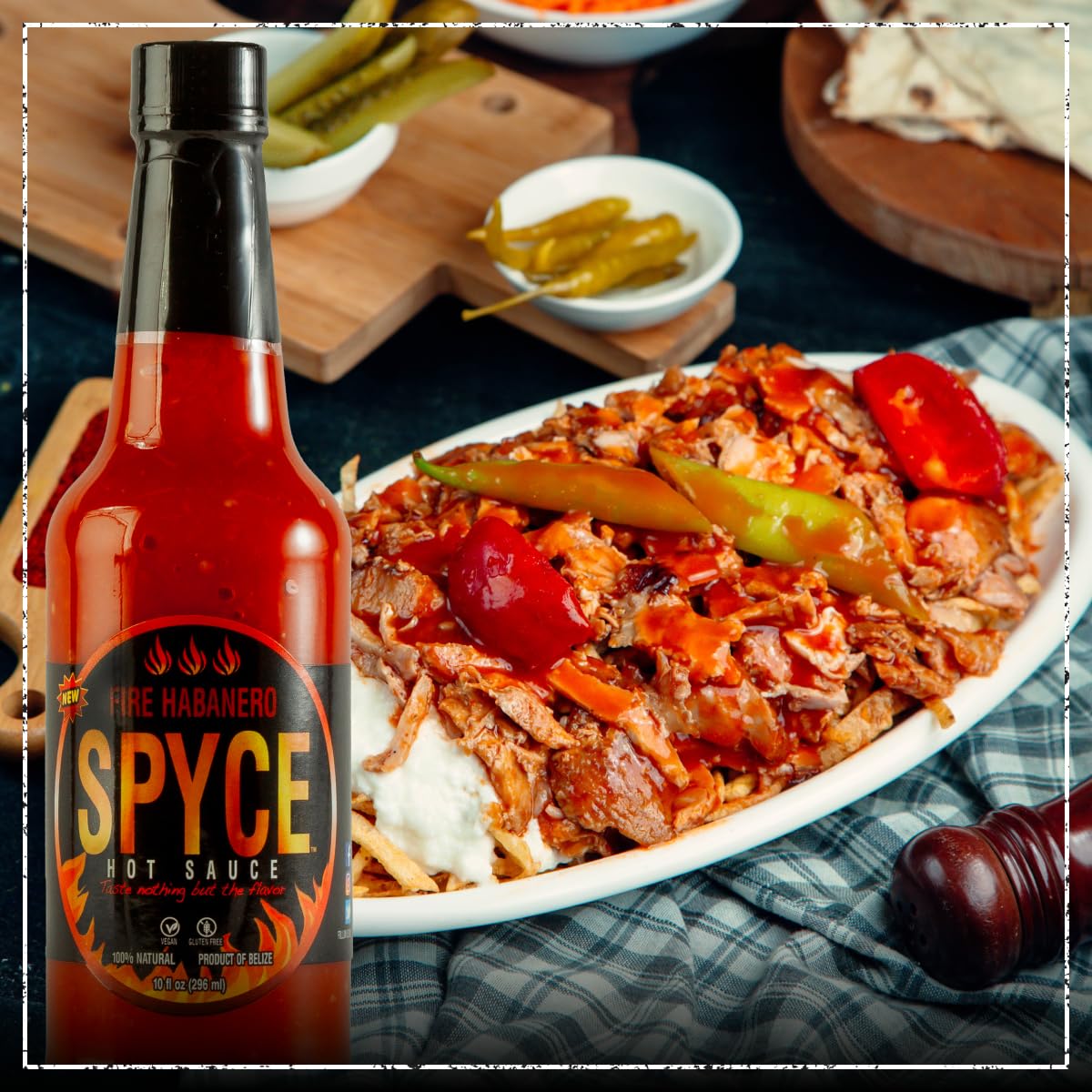 SPYCE Habanero Hot Sauce, Vegan, Gluten Free, Low Sodium, Non-GMO, No MSG, No Sugar, No Filler (10 oz, Fire Habanero)