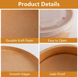 Bgtecho 50 Sets Large Kraft Paper Bowls with Lids (36oz) 50 pack Large Paper Bowls with Lids, 36 oz Kraft Paper Salad Bowls,Disposable Bowls