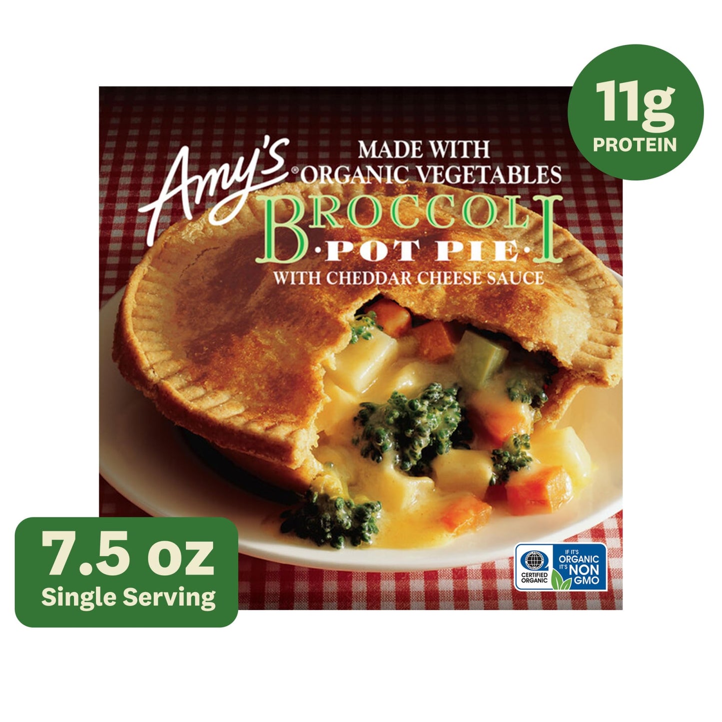 Amy's Frozen Meals, Broccoli Pot Pie, Made With Organic Vegetables, Microwave Meal, 7.5 Oz