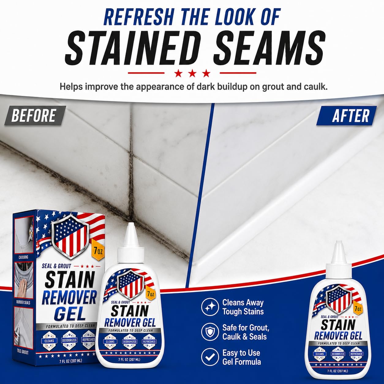 DUOYHIEL Mold Stain Cleaner Gel for Grout, Caulk & Shower Corners, Thick Bathroom Cleaning Gel for Tile Lines, Sink Edges, Silicone Sealant and Rubber