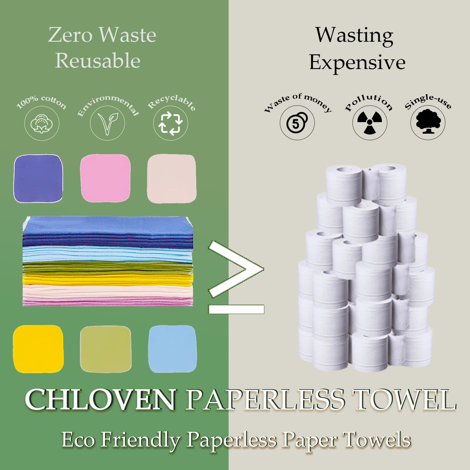 Reusable 100% Cotton Cloth Napkins - 30 Pack 10'' X 10'' Zero Waste Eco Friendly Paperless Towels, Solid color