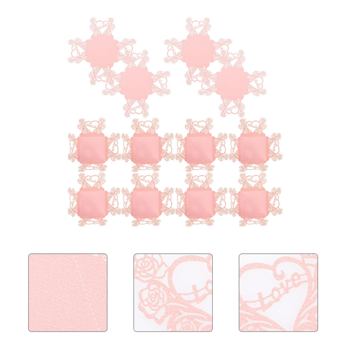 PLAFOPE 50pcs Pink Heart Rose Chocolate Wrappers Candy Foil Wrapping Papers Wedding Candy Cup Decor