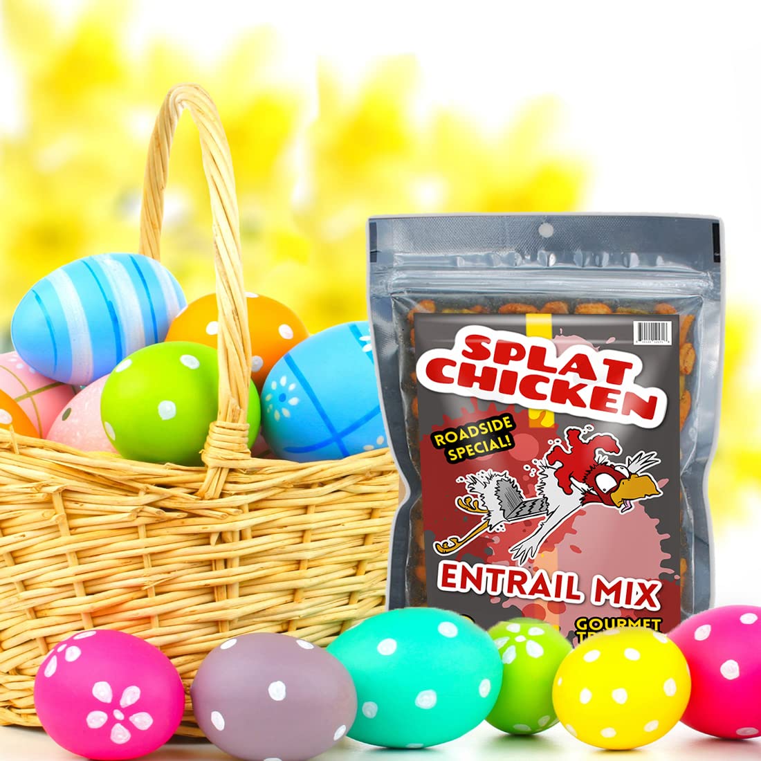 Splat Chicken Trail Mix - Gourmet Spicy Snack Blend - Weird White Elephant Gifts - Gag Christmas Gifts for Teens - Funny Trail Mix for Chicken Lovers