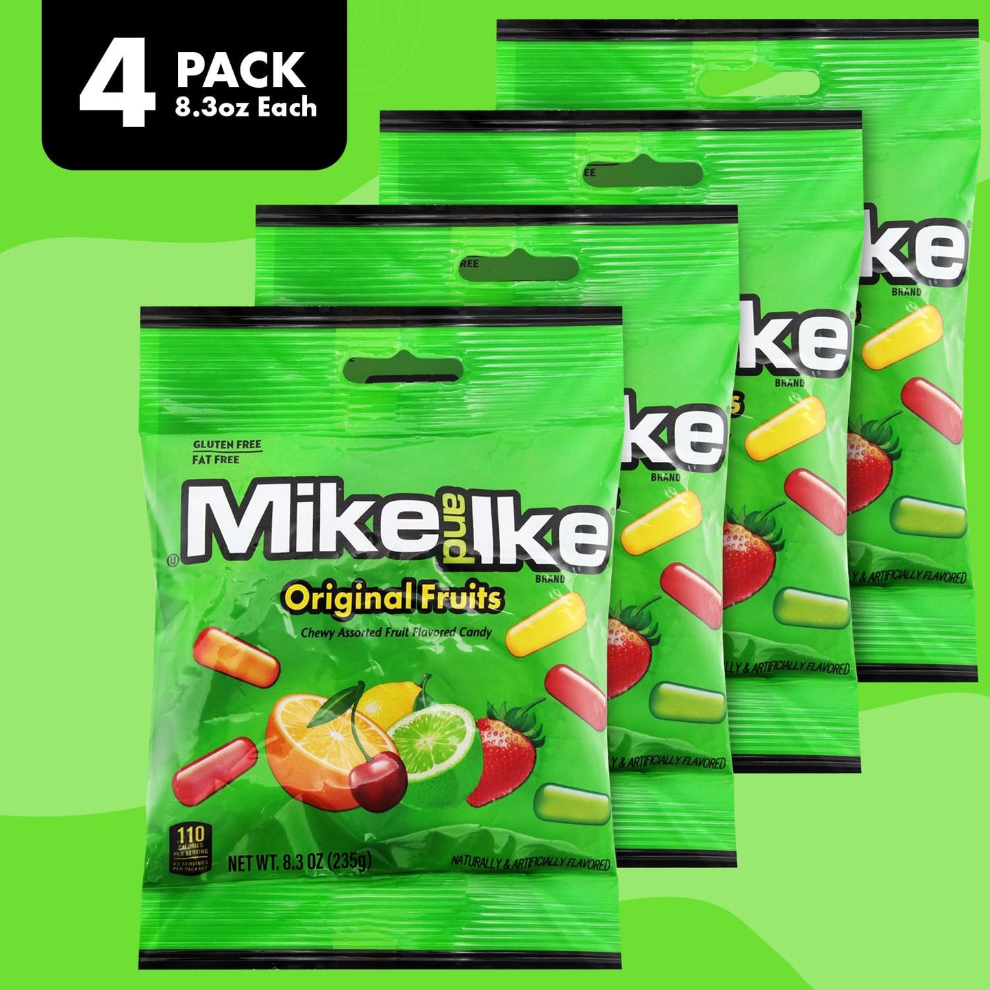 Mike and Ike Original Fruits Candy, 4 Pack of Movie Theater Boxes 8.3 OZ Each, Ideal Mike and Ike for Your Favorite Films, Perfect Theater Box-Candy