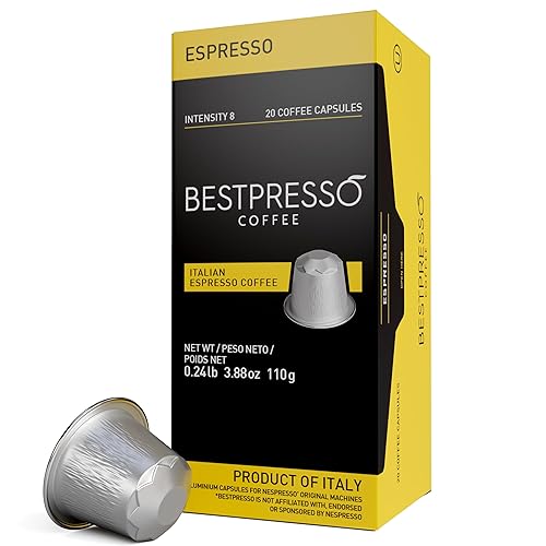 Bestpresso Coffee for Nespresso Original Machine 120 Aluminum pods Certified Genuine Espresso Espresso Blend (Medium Intensity) Pods Compatible