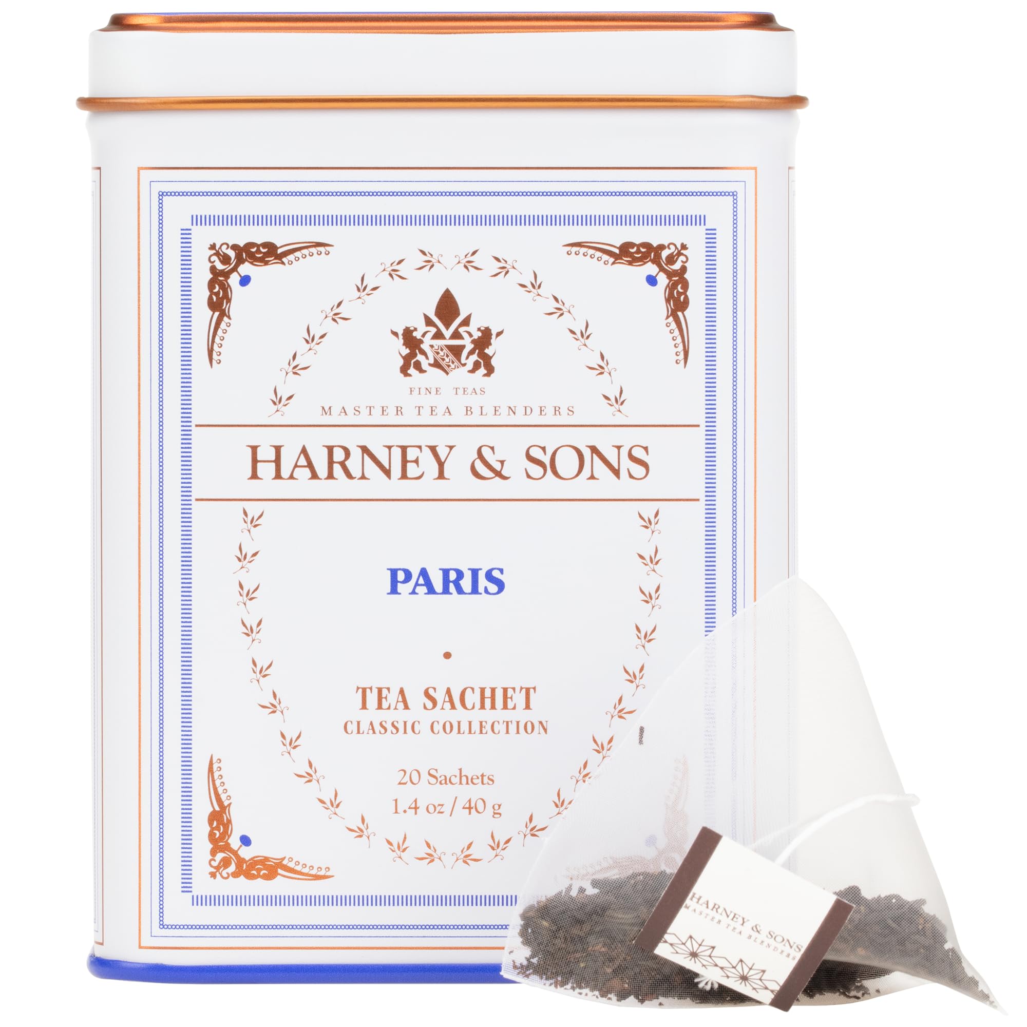 Harney & Sons Paris Flavored Black Tea - 20 Sachets | Fruity Vanilla & Caramel Blend with Hint of Lemony Bergamot