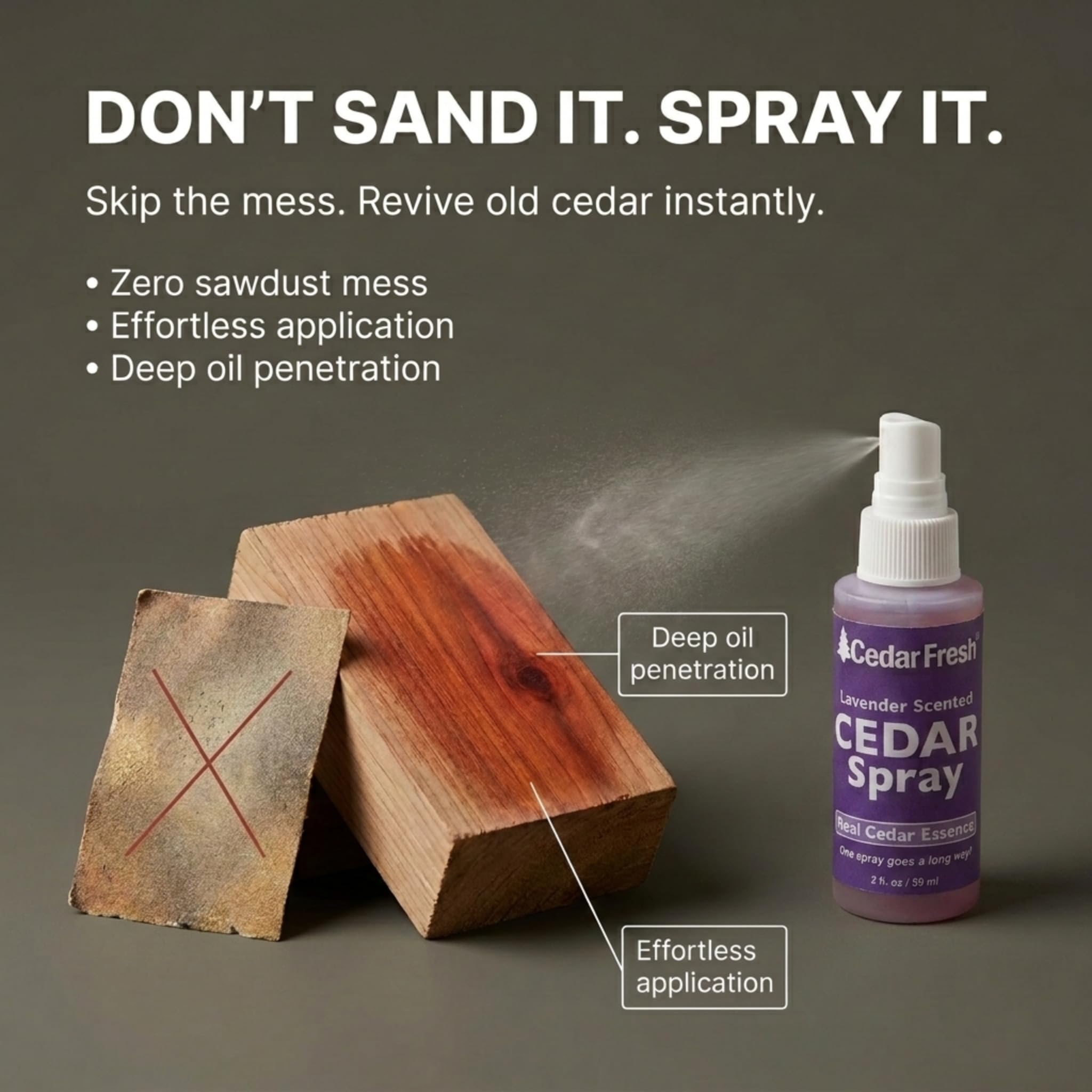 Household Essentials CedarFresh Lavender Cedar Power Spray, 2-Ounce Concentrated Essence for Blocks, Hangers, Closets, Drawers, Chests & Wardrobe