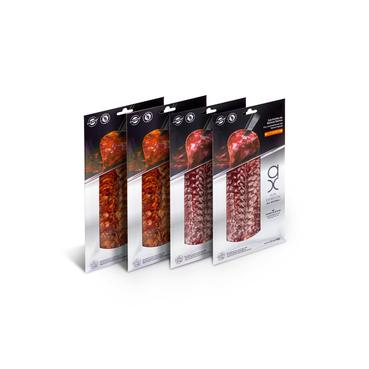 Pack Duo Alta Expresion: All Natural Sliced Dry-uncured Acorn-fed Ibérico Chorizo (2x2 oz) and Salami (2x2 oz) AX by Covap