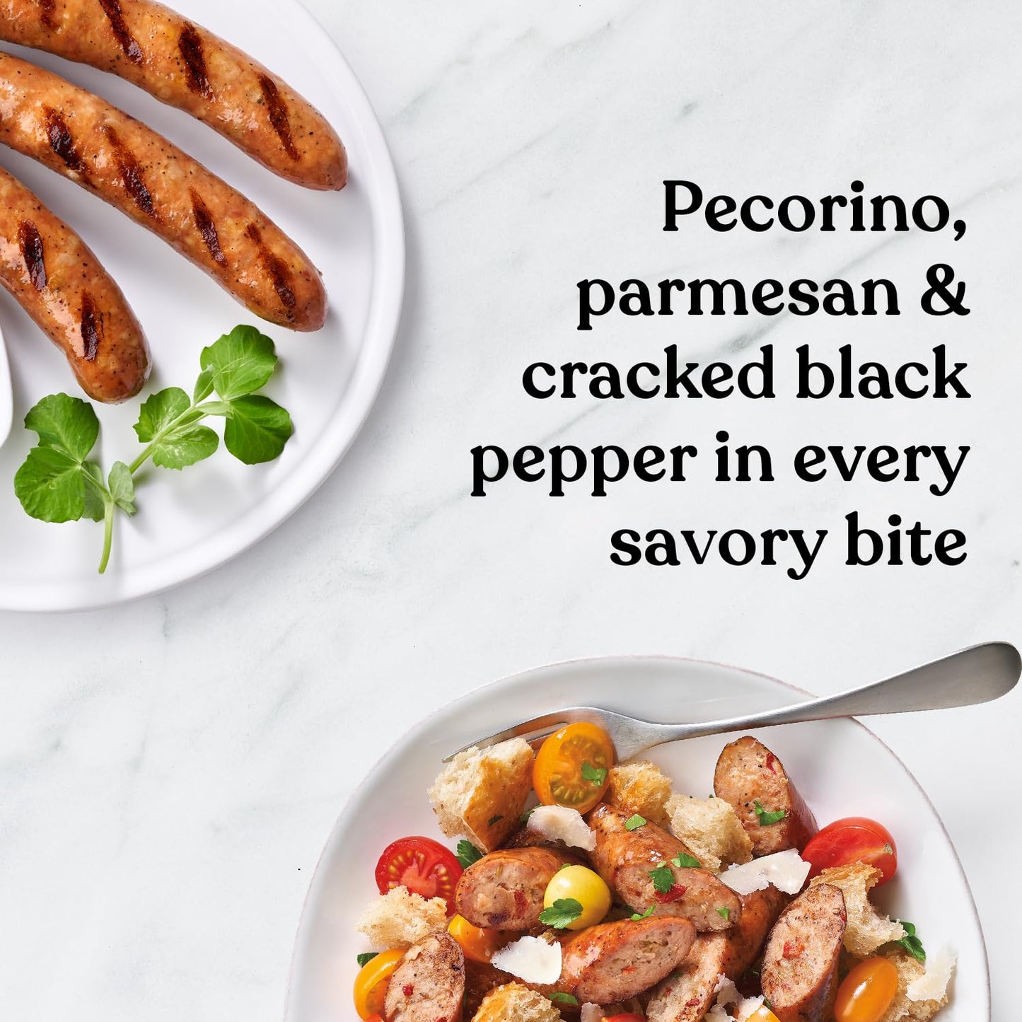 Amylu Foods Cacio e Pepe Chicken Sausage, Natural Ingredients, 17g of Protein, GAP Certified Chicken Raised with No Antibiotics, Fully Cooked