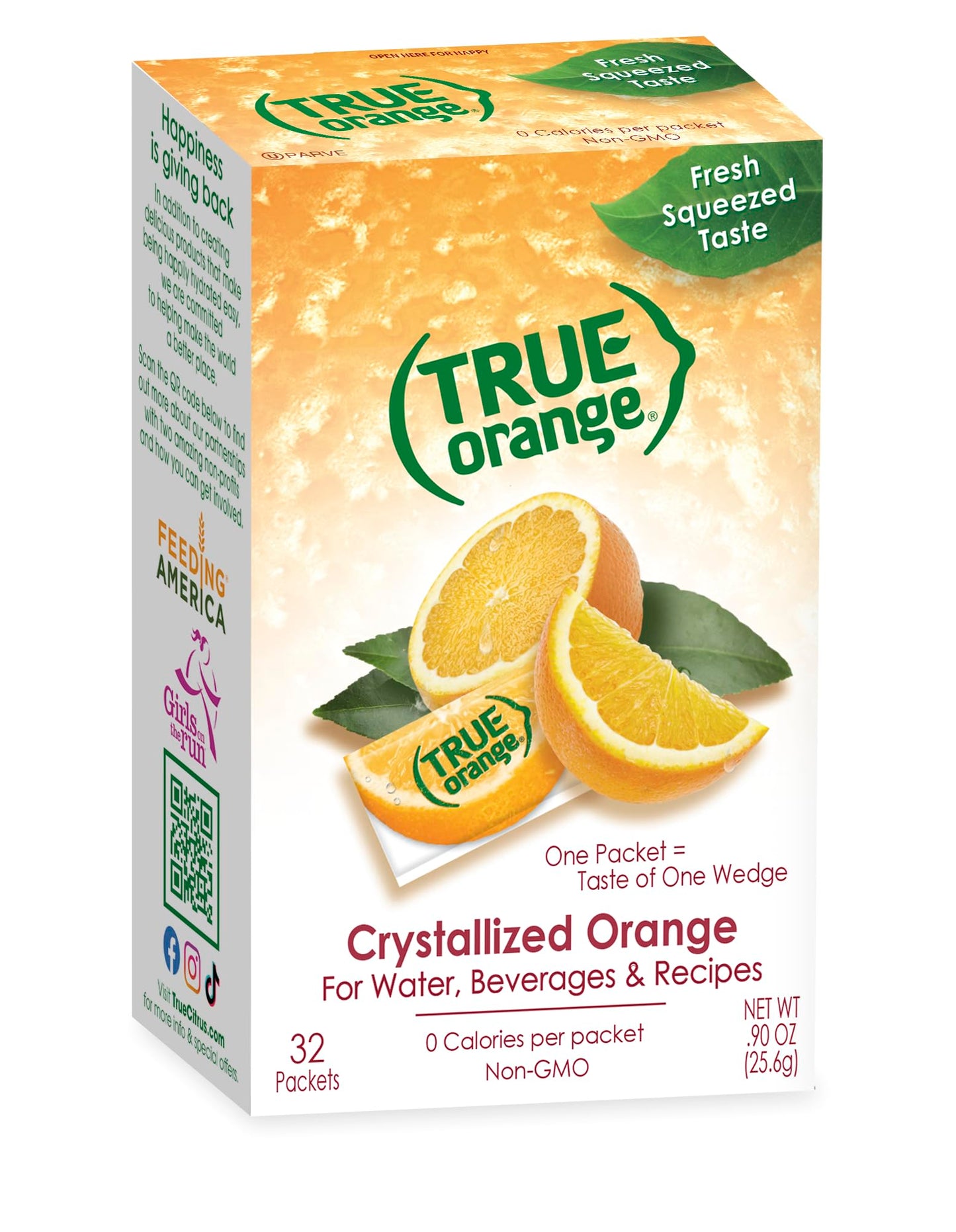 True Orange 32ct (Pack of 1) - Water Enhancer - Bulk Dispenser - 0 Calorie Drink Mix Packets for Water - Orange Flavoring Powder Packets