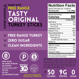 Mission Meats Turkey Sticks, 100% Free Range Turkey Jerky, Zero Sugar, Delicious Healthy Snacks, 9g Protein, Individually Wrapped, Gluten Free