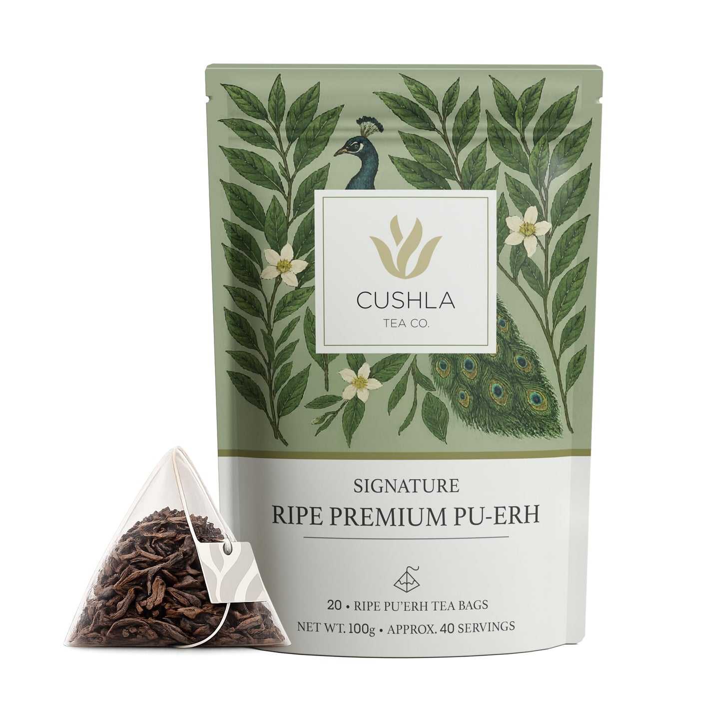 Ripe Premium Pu-Erh Tea - Aged Fermented Dark Tea Bags for Rich, Smooth Flavor | Earthy, Full-Bodied Chinese Pu’er Tea | 20 Premium Pyramid Tea Bags