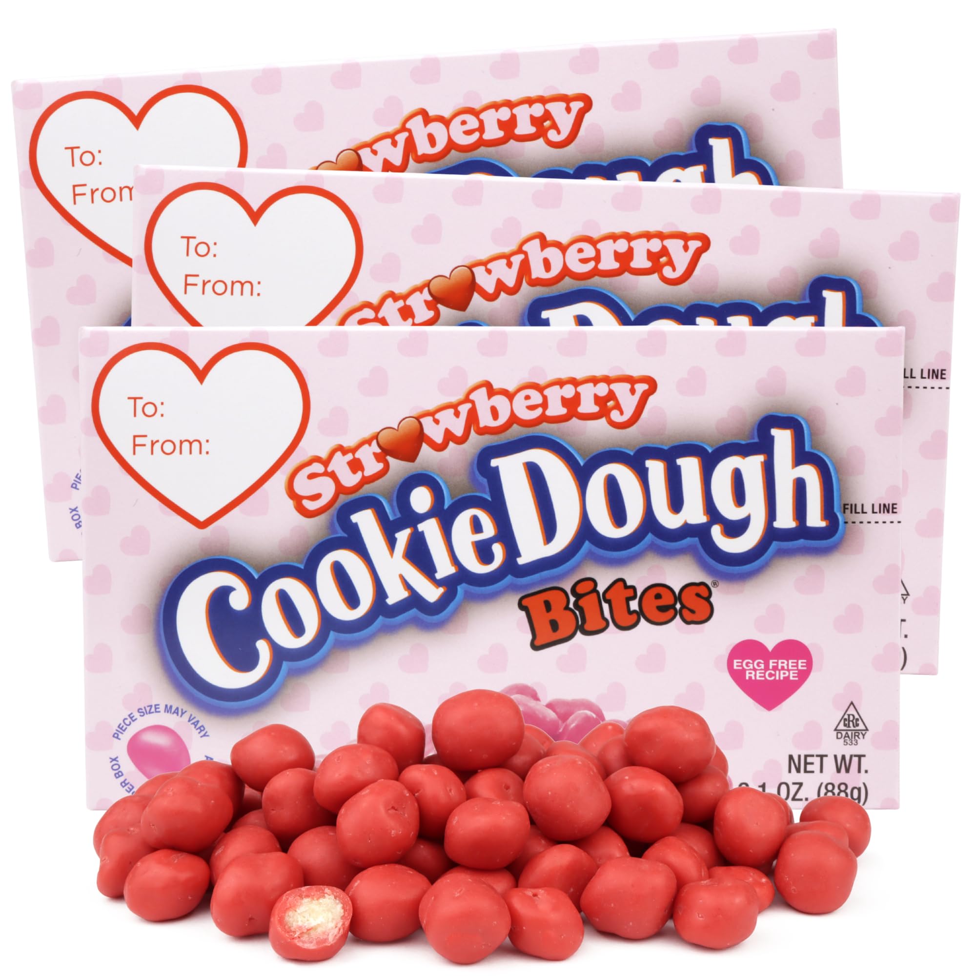 Strawberry Cookie Dough Bites, Limited Edition Movie Theatre Boxes, Festive Candy Gift, 3.1 Ounces (Pack of 3)