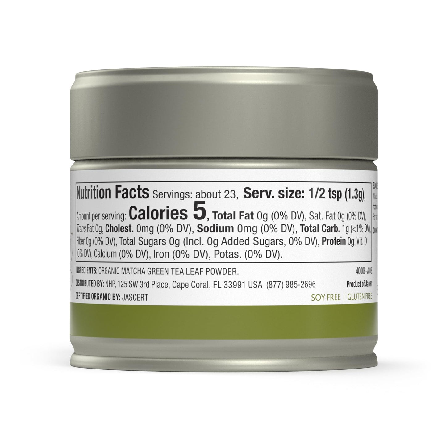 Solspring Organic Matcha Ceremonial Green Tea, 23 Servings (1 Tin), Certified USDA Organic, Non-GMO, Gluten Free, Soy Free, Dr. Mercola