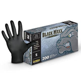 DASH Box of 100 - BMX100S Black Maxx Latex Exam Gloves - Black - 6.6 mil
