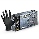DASH Box of 100 - BMX100S Black Maxx Latex Exam Gloves - Black - 6.6 mil