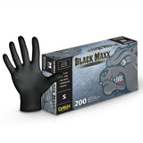 DASH Box of 100 - BMX100S Black Maxx Latex Exam Gloves - Black - 6.6 mil