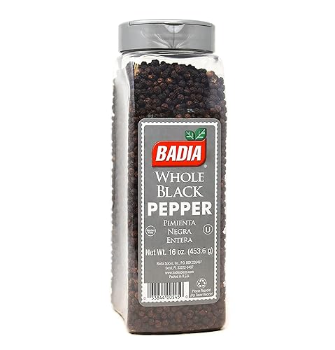 Badia Whole Black Pepper, 16 oz - Aromatic and Flavorful Peppercorns for Everyday Cooking