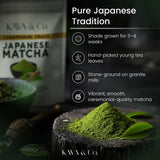 Kava and Co Ceremonial Matcha - Premium Japanese Green Tea - Authentic Stone Ground Matcha Powder - Shade Grown Leaves for Natural Energy - Jitter