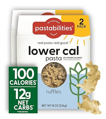 Pastabilities, Lower Calorie Pasta, Ruffles - 100 Calories/Serving Low Net Carbs, Low Calorie, Non-GMO, High Fiber, Vegan, Plant-Based, Enhanced
