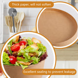 Bgtecho 50 Sets Large Kraft Paper Bowls with Lids (36oz) 50 pack Large Paper Bowls with Lids, 36 oz Kraft Paper Salad Bowls,Disposable Bowls