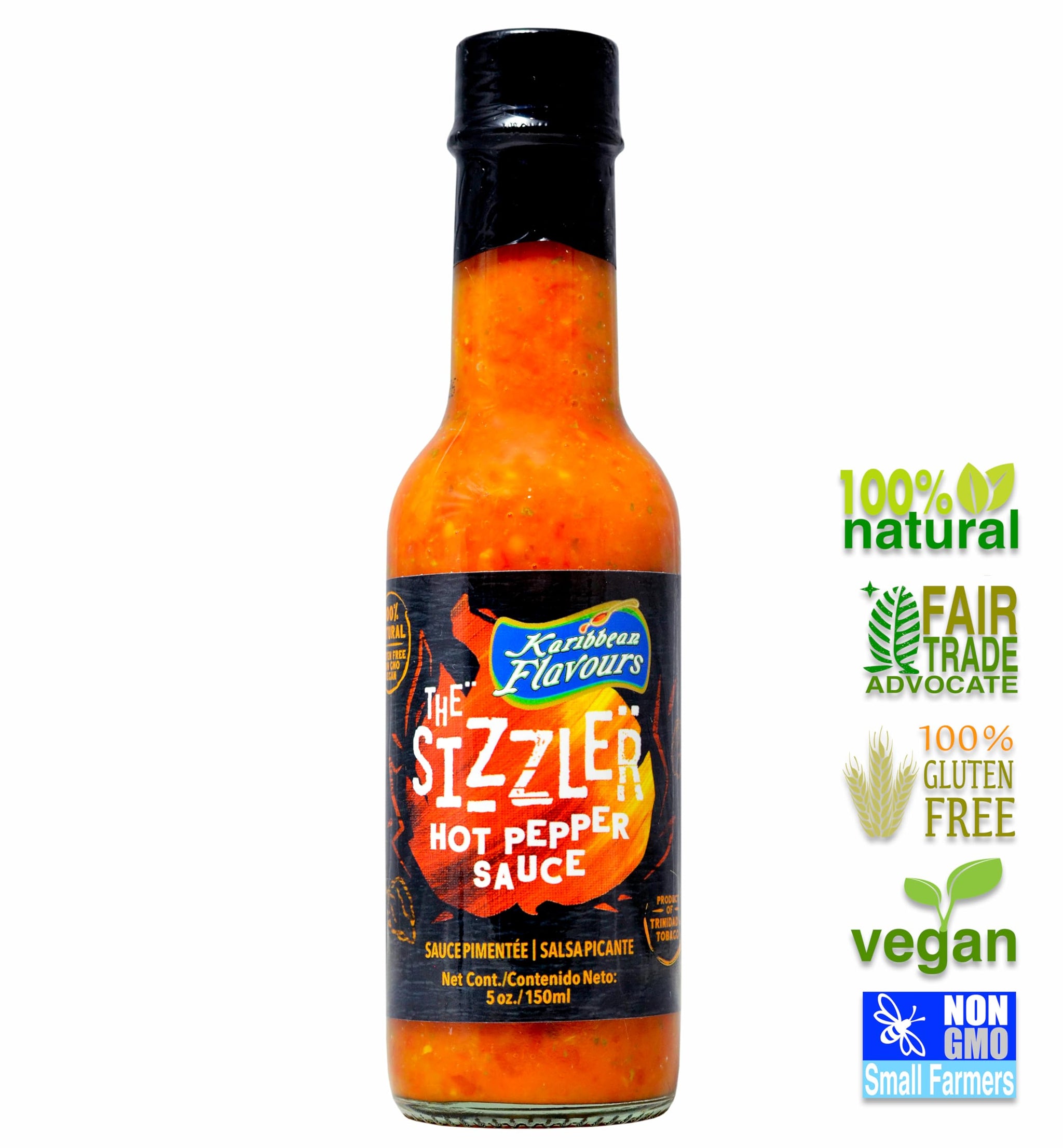 The Sizzler - Trinidad Scotch Bonnet Hot Pepper Sauce - 5 Oz/150ml