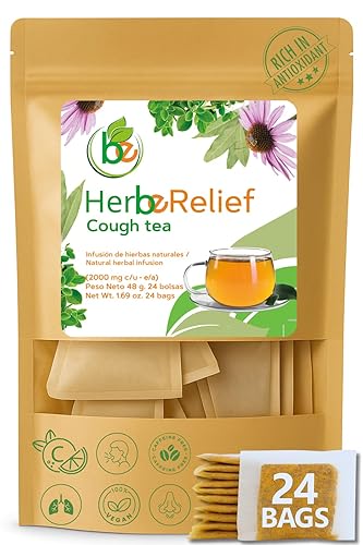 HerbeRelief Tea - Aromatic Botanical Infusion w/Gordolobo (Mullein Leaf),Oregano,Spearmint, Eucalyptus, Echinacea & Vitamin C - 24 Tea Bags (2000 mg