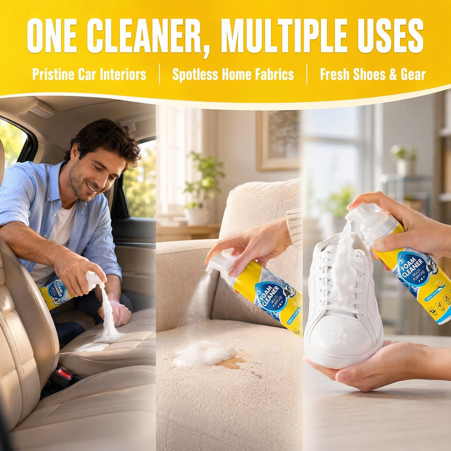 Luhaka 4-In-1 Multi-Enzyme Foam Cleaner, Multi-Purpose Foam Cleaner, For Car Interior, Kitchen Grease, Bathroom Tiles, Deep Cleaning (1PC)